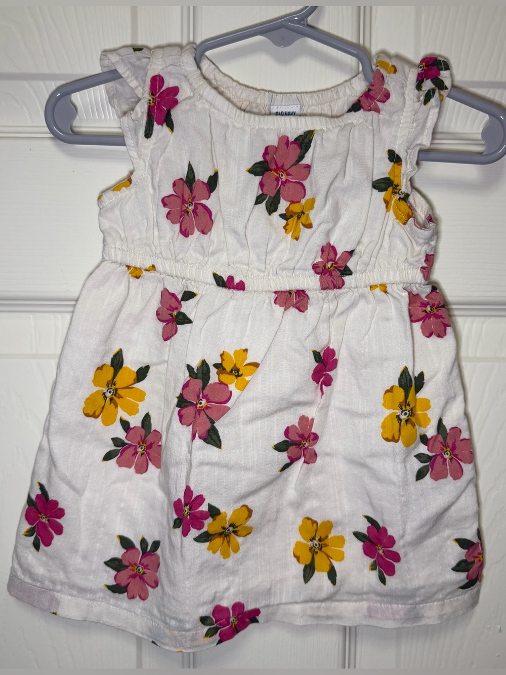 Old Navy White Sundress with Pink & Yellow Floral Print
